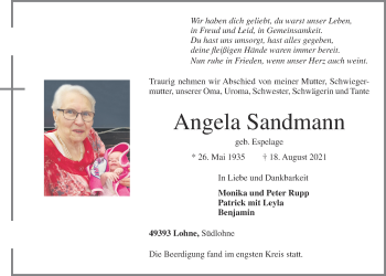 Anzeige von Angela Sandmann von OM-Medien