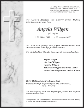 Anzeige von Angela Wilgen von OM-Medien