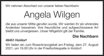 Anzeige von Angela Wilgen von OM-Medien