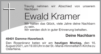 Anzeige von Ewald Kramer von OM-Medien