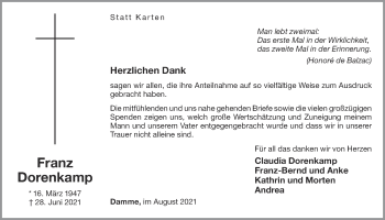 Anzeige von Franz Dorenkamp von OM-Medien