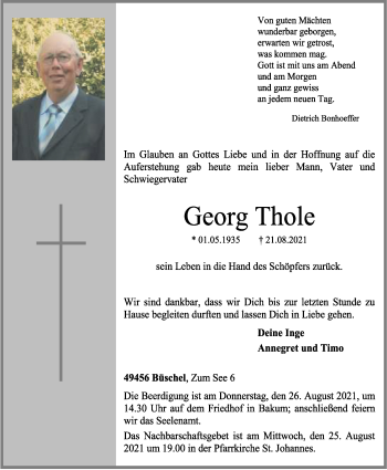 Anzeige von Georg Thole von OM-Medien