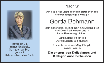 Anzeige von Gerda Bohmann von OM-Medien