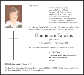 Anzeige von Hannelore Tanzius von OM-Medien