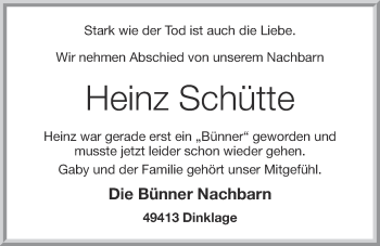 Anzeige von Heinz Schütte von OM-Medien