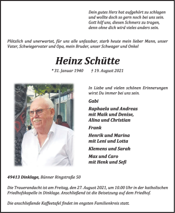 Anzeige von Heinz Schütte von OM-Medien