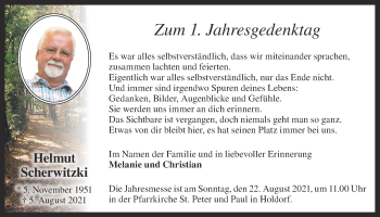 Anzeige von Helmut Scherwitzki von OM-Medien