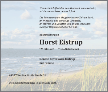 Anzeige von Horst Eistrup von OM-Medien