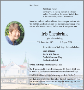 Anzeige von Iris Öhenbrink von OM-Medien