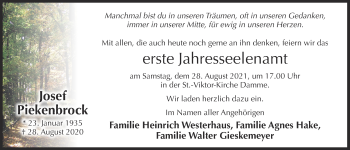 Anzeige von Josef Piekenbrock von OM-Medien