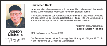 Anzeige von Joseph Niehaus von OM-Medien