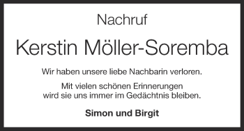 Anzeige von Kerstin Möller-Soremba von OM-Medien