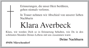 Anzeige von Klara Averbeck von OM-Medien