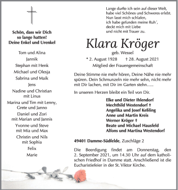 Anzeige von Klara Kröger von OM-Medien