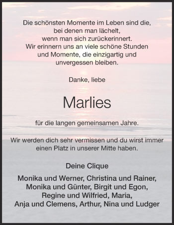 Anzeige von Marlies Kreienborg von OM-Medien