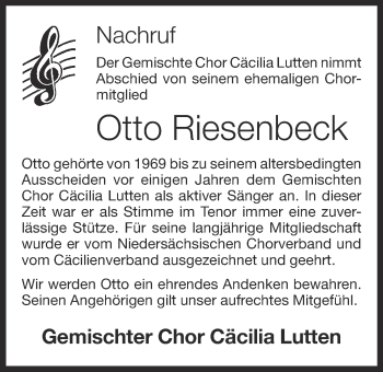 Anzeige von Otto Riesenbeck von OM-Medien