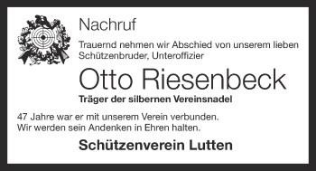 Anzeige von Otto Riesenbeck von OM-Medien