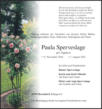 Anzeige von Paula Sperveslage von OM-Medien