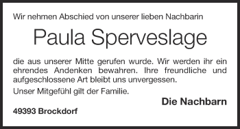 Anzeige von Paula Sperveslage von OM-Medien