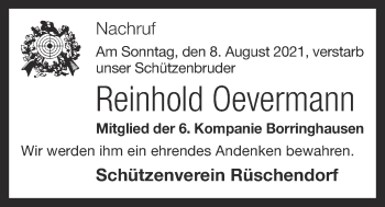 Anzeige von Reinhold Oevermann von OM-Medien
