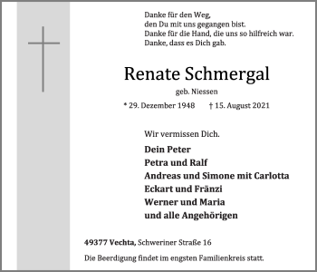 Anzeige von Renate Schmergal von OM-Medien