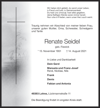 Anzeige von Renate Seidel von OM-Medien