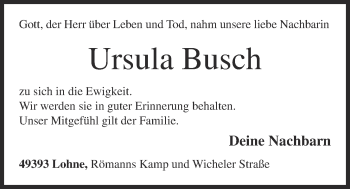 Anzeige von Ursula Busch von OM-Medien