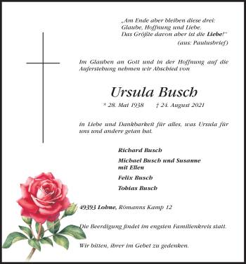 Anzeige von Ursula Busch von OM-Medien