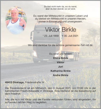 Anzeige von Viktor Birkle von OM-Medien