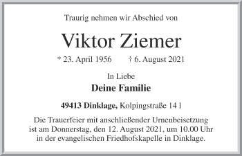 Anzeige von Viktor Ziemer von OM-Medien