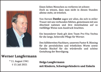 Anzeige von Werner Langfermann von OM-Medien