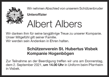 Anzeige von Albert Albers von OM-Medien