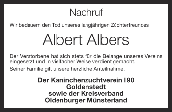 Anzeige von Albert Albers von OM-Medien