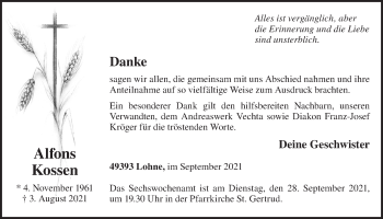 Anzeige von Alfons Kossen von OM-Medien