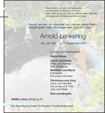 Anzeige von Arnold Lenkering von OM-Medien
