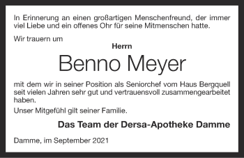 Anzeige von Benno Meyer von OM-Medien