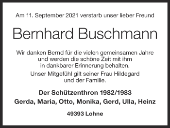 Anzeige von Bernhard Buschmann von OM-Medien