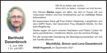 Anzeige von Berthold Dasenbrock von OM-Medien