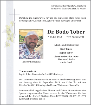 Anzeige von Bodo Tober von OM-Medien