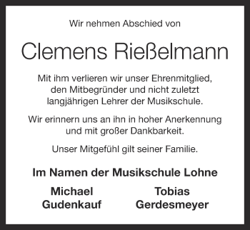 Anzeige von Clemens Rießelmann von OM-Medien