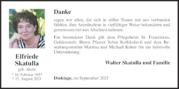 Anzeige von Elfriede Skatulla von OM-Medien