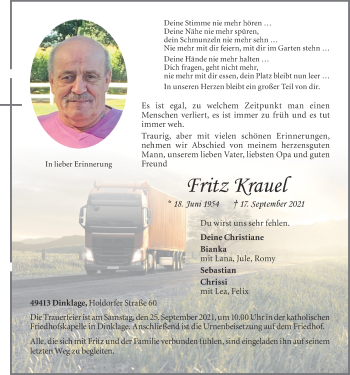 Anzeige von Fritz Krauel von OM-Medien