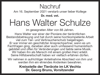 Anzeige von Hans Walter Schulze von OM-Medien