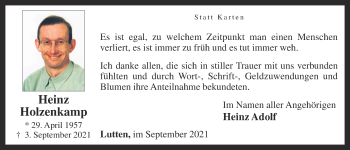 Anzeige von Heinz Holzenkamp von OM-Medien