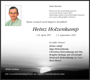 Anzeige von Heinz Holzenkamp von OM-Medien