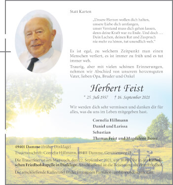Anzeige von Herbert Feist von OM-Medien