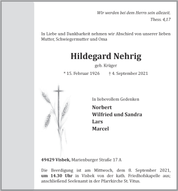 Anzeige von Hildegard Nehrig von OM-Medien