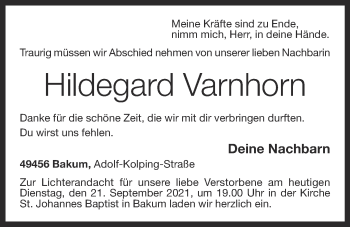 Anzeige von Hildegard Varnhorn von OM-Medien