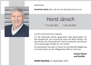 Anzeige von Horst Jänsch von OM-Medien