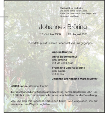 Anzeige von Johannes Bröring von OM-Medien
